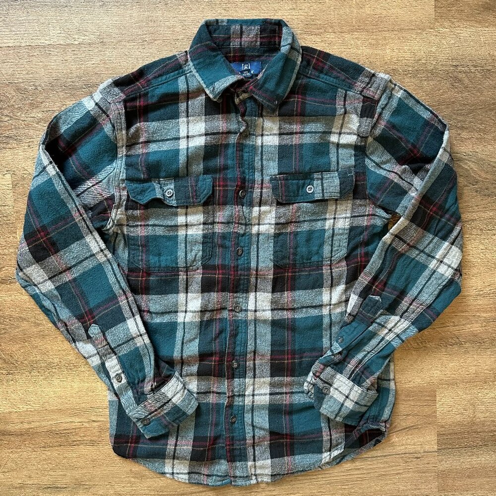 George Casual Button Down Mens XS Green Plaid Rugged Flannel Shirt